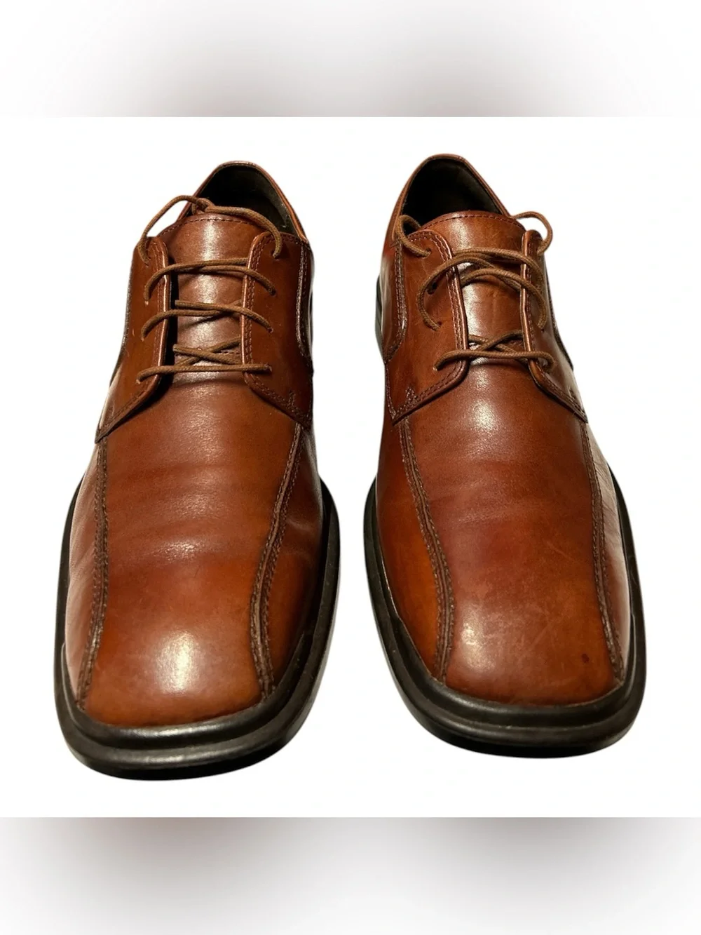 Rockpot Classic Men's Brown Leather Lace-Up Dress square toe lace up Shoes